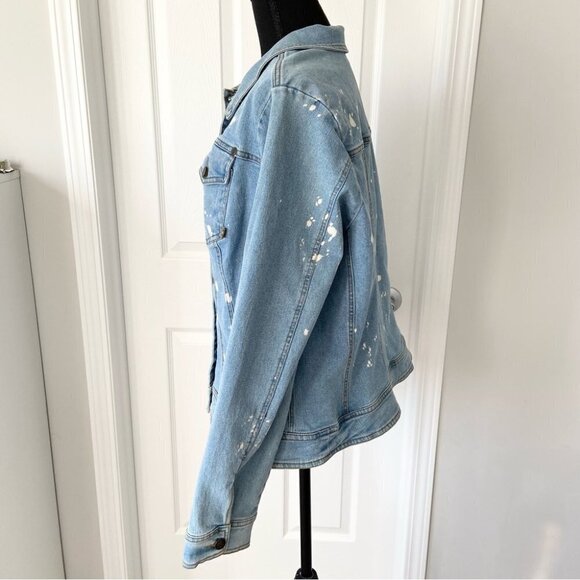 Royal Bones Paint Splatter Stretch Trucker Denim Jean  Jacket - Picture 2 of 15